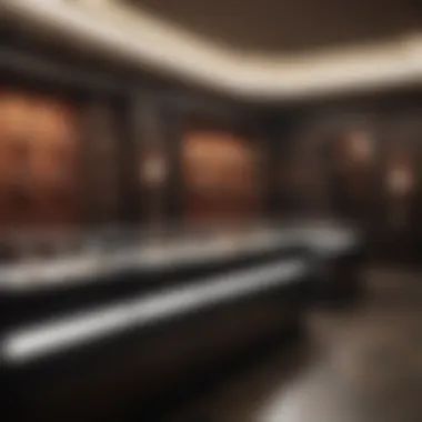 Elegance of a Jewelry Store A luxurious jewelry store interior with displays of diamond rings