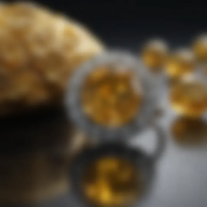 An elegant setting featuring yellow rough diamonds in jewelry, symbolizing cultural significance